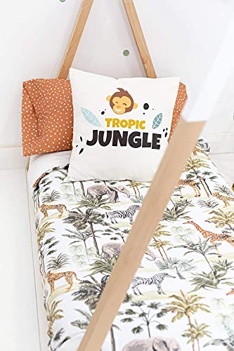 SOKIOS Funda Nórdica Selva Animales para Cama de 90. Suave y Confortable Funda Nórdica para Niños con un Estampado Divertido y Alegre. Funda Infantil.