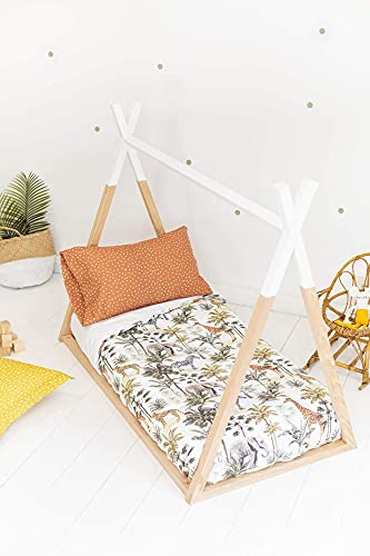 SOKIOS Funda Nórdica Selva Animales para Cama de 90. Suave y Confortable Funda Nórdica para Niños con un Estampado Divertido y Alegre. Funda Infantil.