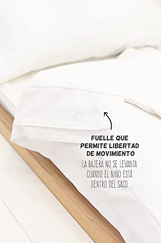 SOKIOS Saco Nórdico Animals para Cuna con Fuelle, Cremalleras y Elásticos. Saco, Confort y Sujeción para Niños. 3 Piezas: Saco Infantil + Funda Almohada + Sábana Bajera (70X140)