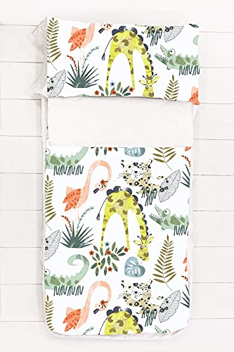 SOKIOS Saco Nórdico Animals para Cuna con Fuelle, Cremalleras y Elásticos. Saco, Confort y Sujeción para Niños. 3 Piezas: Saco Infantil + Funda Almohada + Sábana Bajera (70X140)