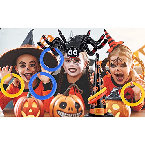 Sombrero de araña hinchable, sombrero de bruja, juego de lanzar, Halloween, juguetes para niños y adultos, actividades al aire libre en el interior, Halloween