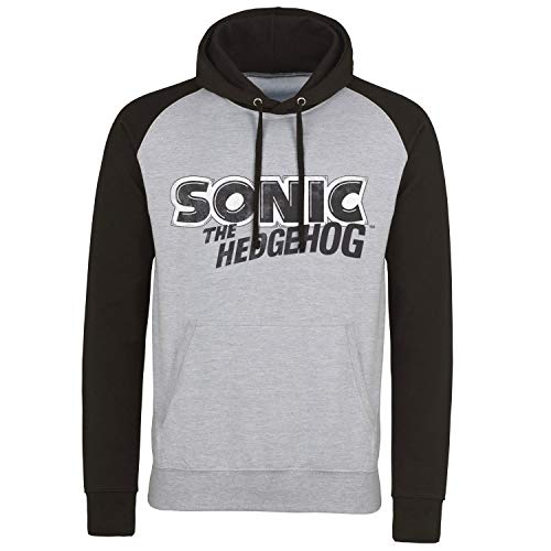 Sonic The Hedgehog Licenciado Oficialmente Classic Logo Baseball Sudaderas con Capucha (Heather Gris - Negro), L