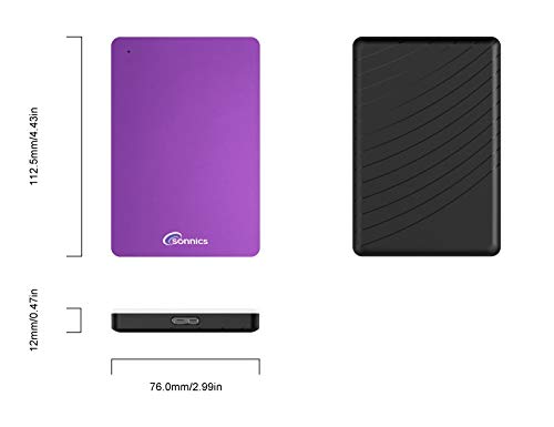Sonnics 1 TB púrpura disco duro externo portátil USB 3.0 velocidad de transferencia súper rápida para uso con Windows PC, Apple Mac, Smart TV, Xbox One y PS4