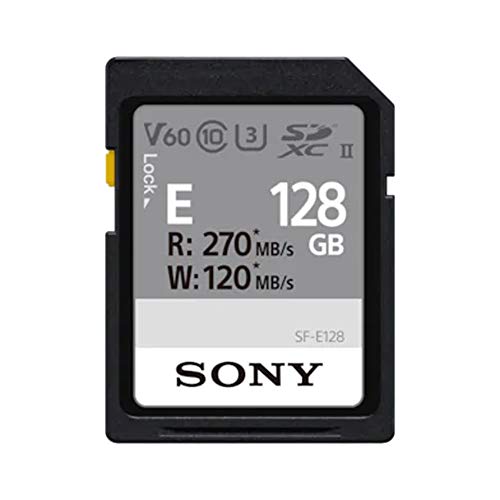 Sony Tarjeta de Memoria Digital SF-E de 128 GB UHS-II U3 V60 Sdhxc de la Serie SF-E de 270 MB/s de Escritura 120 MB/S SFE128