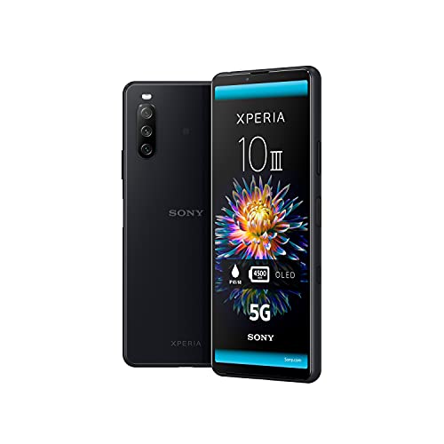 Sony Xperia 10 III - Smartphone de 6 Pulgadas, Cámara de Triple Objetivo, 3.5mm Audio Jack, Android 11, 6GB RAM, Almacenamiento de 128 GB, IP65/68, Dual SIM, Color Negro