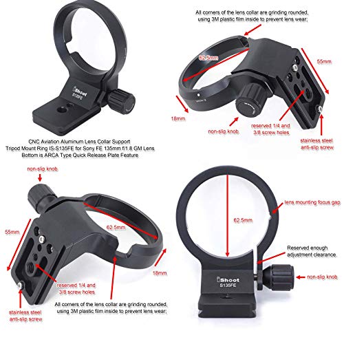 Soporte de Anillo de Soporte para trípode para Sony FE 135 mm f/1.8 GM, E 70-350 mm f/4.5-6.3 G OSS, E 16-55 mm f/2.8 G, FE Mount Tamron 28-75 mm f/2.8 Di III RXD y 17-28 mm f/2.8 Di III RXD