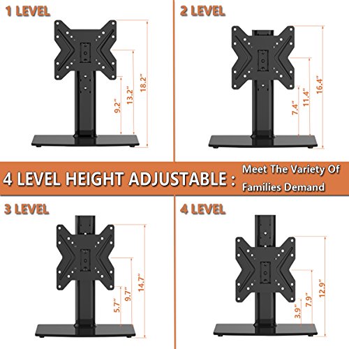 Soporte de TV Giratorio Universal/Base de Mesa Soporte de TV para televisores de 19 a 39 Pulgadas con Giratorio de 90 Grados, Altura Ajustable de 4 Niveles,Capacidad hasta 45kgs