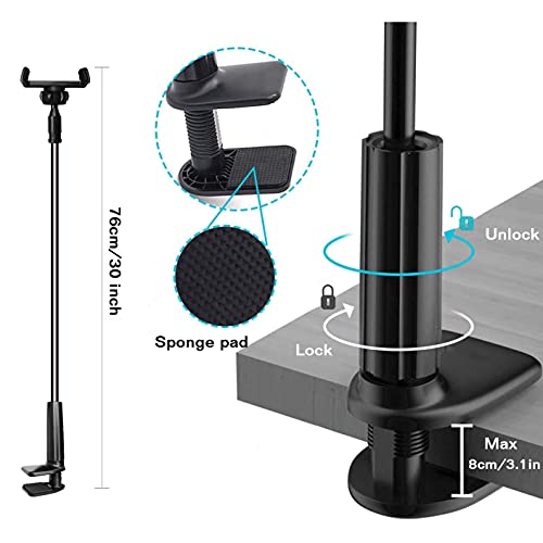 Soporte para teléfono móvil, Teléfono Móvil Soporte Cuello de Cisne Soporte Universal Soporte para iPad/Samsung Galaxy Tabs iPhone 12 11 Pro XS MAX XR X 8 7 6 Plus, Samsung S10 S9 S8, Huawei (Negro)