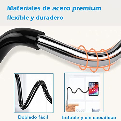 Soporte para teléfono móvil, Teléfono Móvil Soporte Cuello de Cisne Soporte Universal Soporte para iPad/Samsung Galaxy Tabs iPhone 12 11 Pro XS MAX XR X 8 7 6 Plus, Samsung S10 S9 S8, Huawei (Negro)