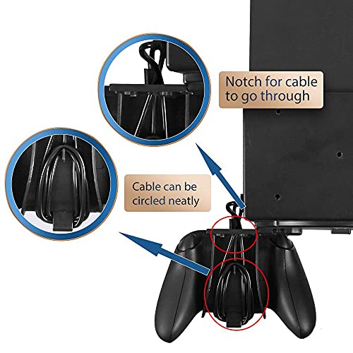 Soporte Pared Xbox Series X Hosanwell Montaje Pared para Consola, Controlador y Auriculares, Soporte Sólido con Nivel de Burbuja y Alfombrilla Antideslizante, Muesca de Carga Disponible para Cable USB