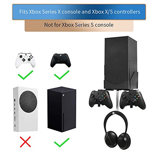 Soporte Pared Xbox Series X Hosanwell Montaje Pared para Consola, Controlador y Auriculares, Soporte Sólido con Nivel de Burbuja y Alfombrilla Antideslizante, Muesca de Carga Disponible para Cable USB
