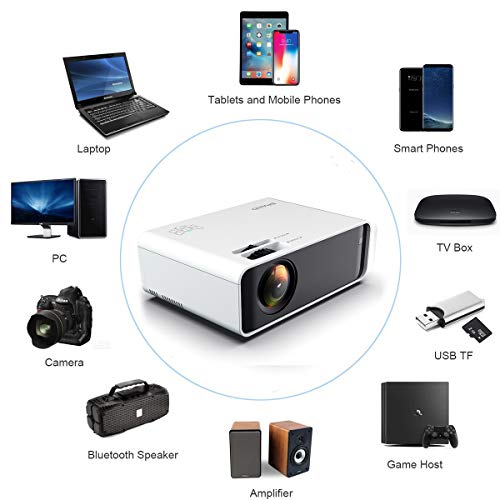 SOTEFE® Mini LED Proyector Portable 4500 Lumens - WiFi Proyector Portátil Full HD 1080P Video Multimedia Para iPhone/Samsung/Sony/Hauwei Smartphone Compatible con HDMI/USB/Tarjeta SD/VGA/AV/TV Box/PS4