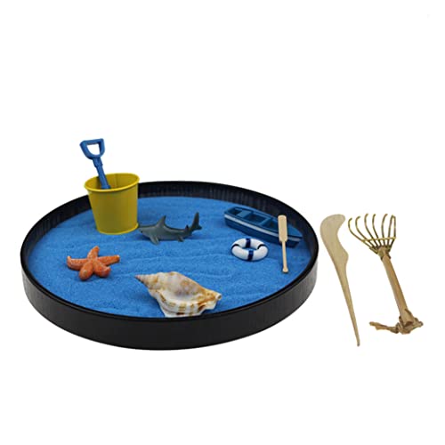 SouiWuzi Adorno de jardín mar Mundo de Arena Mini Zen Garden Sandbox Sandbox Bandeja de Arena Juego de Caja de Arena Juego de Regalo para niños Adultos Oficina