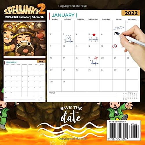 Spelunky 2: OFFICIAL 2022 Calendar - Video Game calendar 2022 - Spelunky 2 -18 monthly 2022-2023 Calendar - Planner Gifts for boys girls kids and ... games Kalendar Calendario Calendrier). 5
