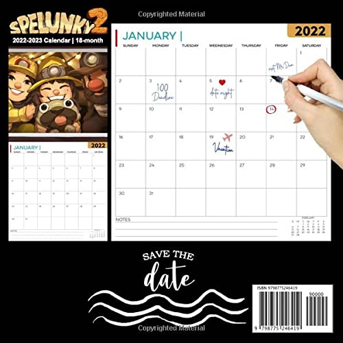 Spelunky 2: OFFICIAL 2022 Calendar - Video Game calendar 2022 - Spelunky 2 -18 monthly 2022-2023 Calendar - Planner Gifts for boys girls kids and ... games Kalendar Calendario Calendrier). 3