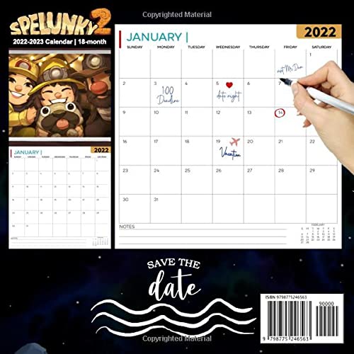 Spelunky 2: OFFICIAL 2022 Calendar - Video Game calendar 2022 - Spelunky 2 -18 monthly 2022-2023 Calendar - Planner Gifts for boys girls kids and ... games Kalendar Calendario Calendrier). 7