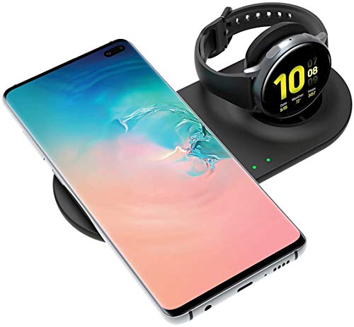 SPGUARD Qi Cargador Compatible con Samsung Galaxy Watch Teléfono Cargador Inalámbrico para Galaxy S21/S20/S10/Galaxy Z Flip/Note 20/10,Galaxy Watch 3,Active 2/1,Galaxy Buds(+,Pro,Live),Galaxy Bean
