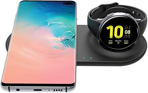 SPGUARD Qi Cargador Compatible con Samsung Galaxy Watch Teléfono Cargador Inalámbrico para Galaxy S21/S20/S10/Galaxy Z Flip/Note 20/10,Galaxy Watch 3,Active 2/1,Galaxy Buds(+,Pro,Live),Galaxy Bean