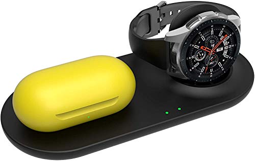 SPGUARD Qi Cargador Compatible con Samsung Galaxy Watch Teléfono Cargador Inalámbrico para Galaxy S21/S20/S10/Galaxy Z Flip/Note 20/10,Galaxy Watch 3,Active 2/1,Galaxy Buds(+,Pro,Live),Galaxy Bean
