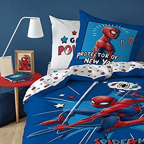 Spiderman - Juego de Funda nórdica de 140 x 2000 y Funda de Almohada de 63 x 63 cm, 100% algodón