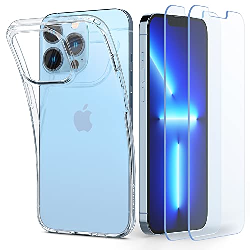 Spigen Funda Crystal Pack Compatible con iPhone 13 Pro MAX, Carcasa 2 Piezas Cristal Templado Protector de Pantalla - Trasparente
