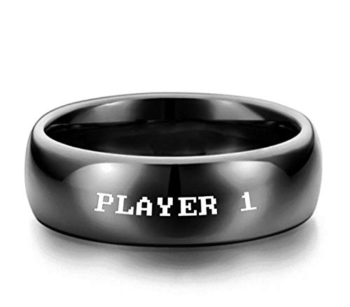 Sping Jewelry Anillo para jugador 1 y jugador 2, acero de titanio, listo para jugador, uno para amantes, Metal,