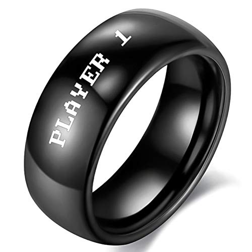 Sping Jewelry Anillo para jugador 1 y jugador 2, acero de titanio, listo para jugador, uno para amantes, Metal,