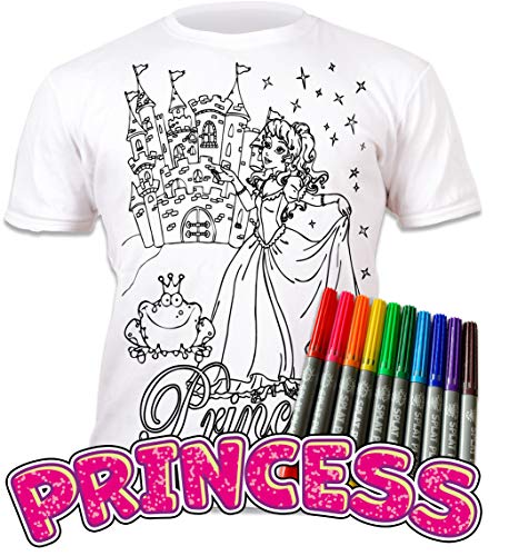 Splat Planet Camiseta de Princesa para Colorear con 10 bolígrafos mágicos Lavables no tóxicos - Camiseta para Colorear y Lavar (5-6 años)