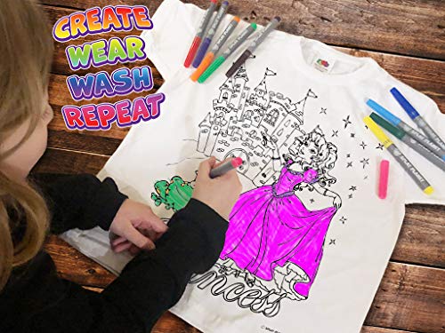 Splat Planet Camiseta de Princesa para Colorear con 10 bolígrafos mágicos Lavables no tóxicos - Camiseta para Colorear y Lavar (5-6 años)