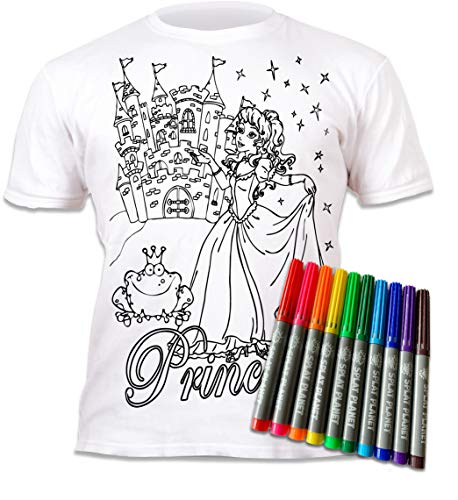 Splat Planet Camiseta de Princesa para Colorear con 10 bolígrafos mágicos Lavables no tóxicos - Camiseta para Colorear y Lavar (5-6 años)