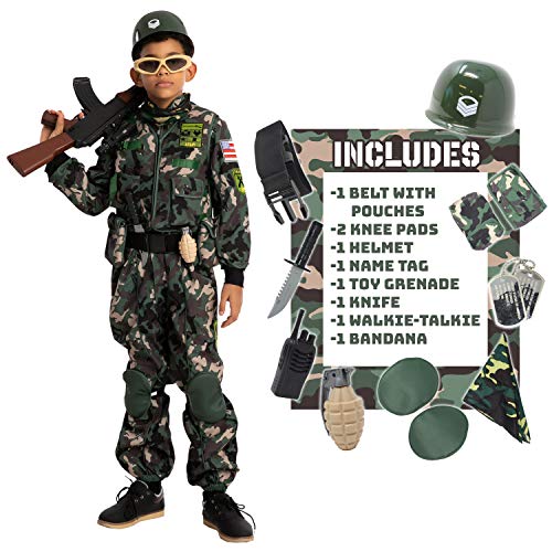 Spooktacular Creations Camo Trooper Costume Outfit for kids, Halloween Dress Up, Role-Playing, and Carnival Cosplay (Small ( 5 – 7 yrs))