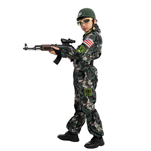 Spooktacular Creations Camo Trooper Costume Outfit for kids, Halloween Dress Up, Role-Playing, and Carnival Cosplay (Small ( 5 – 7 yrs))