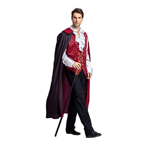 Spooktacular Creations - Disfraz de vampiro medieval renacentista de lujo para Halloween, diseño terrorífico para hombre, ideal para juegos de rol o cosplay, Rojo, Large