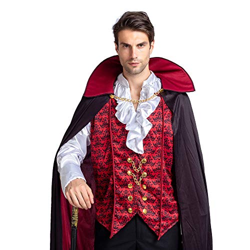 Spooktacular Creations - Disfraz de vampiro medieval renacentista de lujo para Halloween, diseño terrorífico para hombre, ideal para juegos de rol o cosplay, Rojo, Large