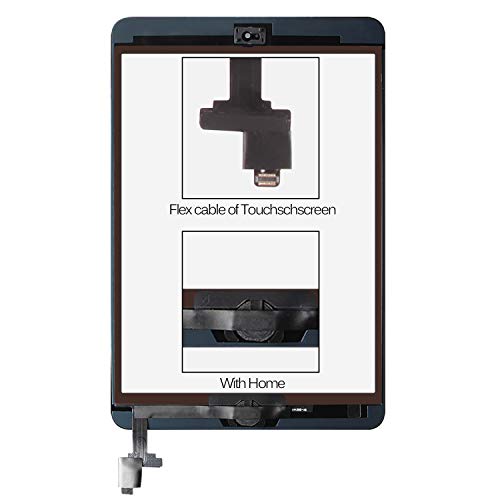 SRJTEK Reemplazo de pantalla para IPad Mini 1 2 A1432, A1454, A1455, A1489, A1490, Lente de cristal digitalizador de pantalla táctil con IC Chip Flex Cable Assembly(Blanco)
