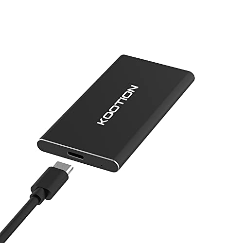 SSD 250GB Externo Portátil USB 3.1 KOOTION Disco Duro External Portable Tipo C, Alta Velocidad de Lectura y Escritura de hasta 550 MB/s y 500 MB/s, para Windows, MacBook, Xbox, Smart TV, PS3/4, 41g