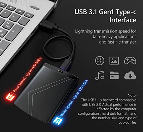 SSD externo de alta capacidad 2TB 4TB 8TB Tipo C Unidad de estado sólido portátil USB 3.1 540M/S Disco duro externo para computadoras portátiles y teléfonos celulares Con cable adaptador,8TB,Black