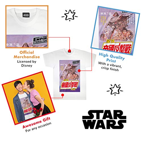 Star Wars El Imperio Contraataca Japonesa del Cartel de película Camiseta para Hombre Blanco XL