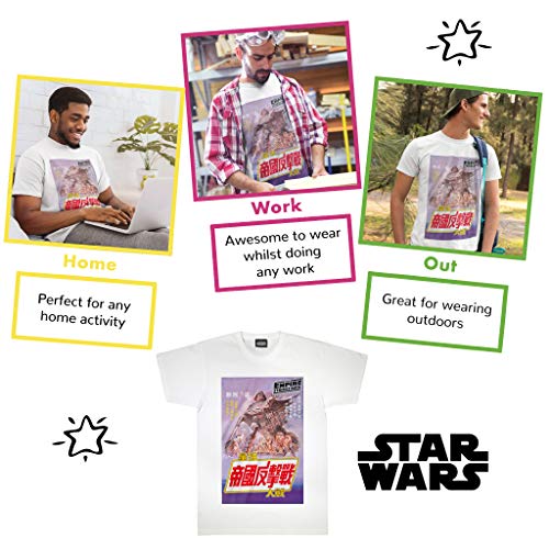 Star Wars El Imperio Contraataca Japonesa del Cartel de película Camiseta para Hombre Blanco XL