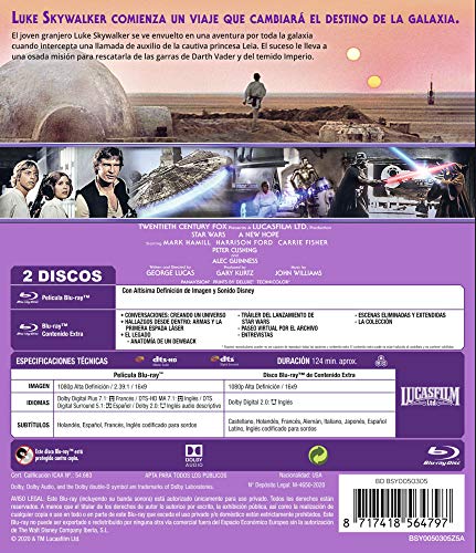 Star Wars Ep IV: Una nueva esperanza (Edición remasterizada) 2 discos (película + extras) [Blu-ray]