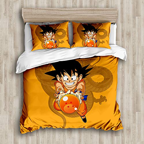 Ste-X Juego De Sábanas con Funda Nórdica De Microfibra, Tamaño Individual Y Doble, Dragon Ball Goku Kakarot (Estilo 02,(150x200cm)-Cama de 90)