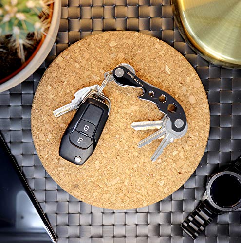 STEALTH Organizador de Llaves de Bolsillo - Llavero Minimalista Compacto de Aleación de Zinc de Primera Calidad y Abridor de Botellas - Accesorio para Llave Multiherramienta (Gris Metalizado M1)