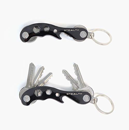 STEALTH Organizador de Llaves de Bolsillo - Llavero Minimalista Compacto de Aleación de Zinc de Primera Calidad y Abridor de Botellas - Accesorio para Llave Multiherramienta (Gris Metalizado M1)