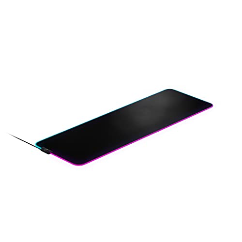 SteelSeries Alfombrilla de ratón para juegos QcK Prism Cloth - Iluminación RGB de 2 zonas - Iluminación de eventos en tiempo real - Optimizada para sensores de juegos - Tamaño XL (900x300 mm)