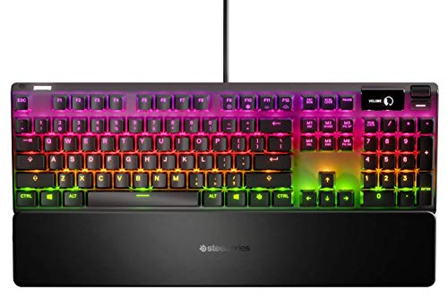 SteelSeries Apex 7 - Teclado mecánico para gaming – Smart Display OLED – Retroiluminación LED RGB - Interruptores azul - Teclado americano (QWERTY)