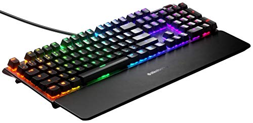 SteelSeries Apex 7 - Teclado mecánico para gaming – Smart Display OLED – Retroiluminación LED RGB - Interruptores azul - Teclado americano (QWERTY)