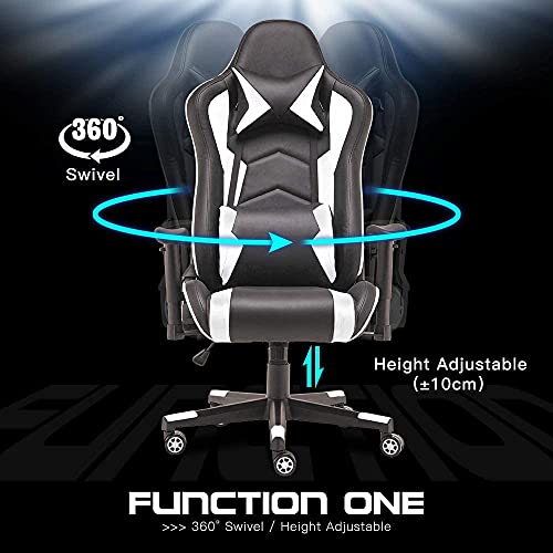 STmeng Comfort X2 Silla Gaming, Silla de Oficina Ergonómica para Computadora con Soporte Lumbar, Reposabrazos 3D Ajustable En Altura, Silla De Oficina De Escritorio De PU, Capacidad 300kg, Blanco