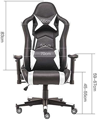 STmeng Comfort X2 Silla Gaming, Silla de Oficina Ergonómica para Computadora con Soporte Lumbar, Reposabrazos 3D Ajustable En Altura, Silla De Oficina De Escritorio De PU, Capacidad 300kg, Blanco