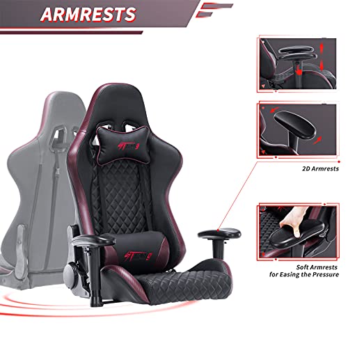 STmeng Comfort X3 [Actualizado] Silla Gaming Ergonómica, Silla Escritorio con Altura Ajustable, Sillas Gamer con Giratoria Soporte Lumbar Reposabrazos Asiento Acolchado Capacidad 300kg, Borgoña