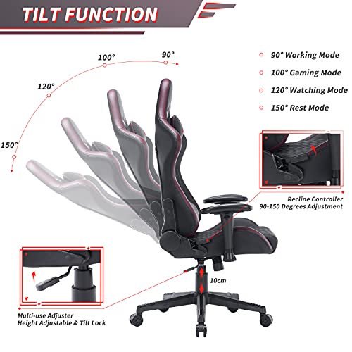 STmeng Comfort X3 [Actualizado] Silla Gaming Ergonómica, Silla Escritorio con Altura Ajustable, Sillas Gamer con Giratoria Soporte Lumbar Reposabrazos Asiento Acolchado Capacidad 300kg, Borgoña